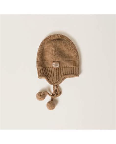 miu miu brown hat|Camel Brown Cashmere Beanie .